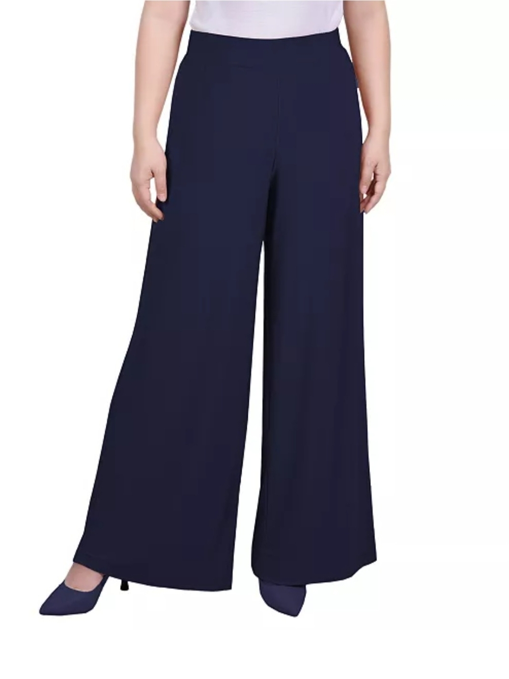 MSK Women Navy Wide-Leg Pants